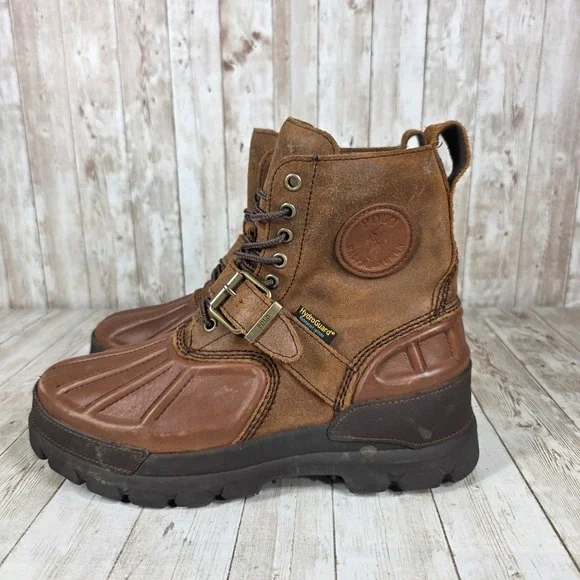Polo Ralph Lauren‎ Oslo High BT WP Duck Boots Mens Brown Leather Size 8D